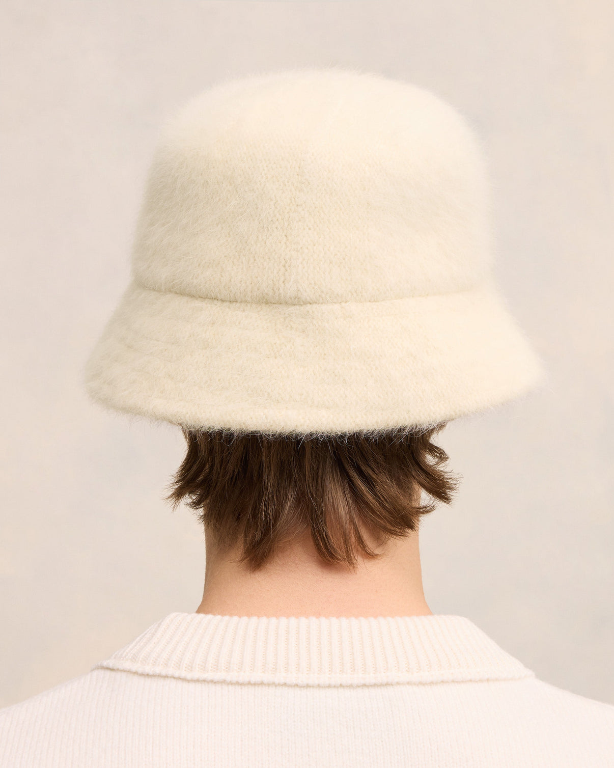 White Wool Stud Bucket Hat