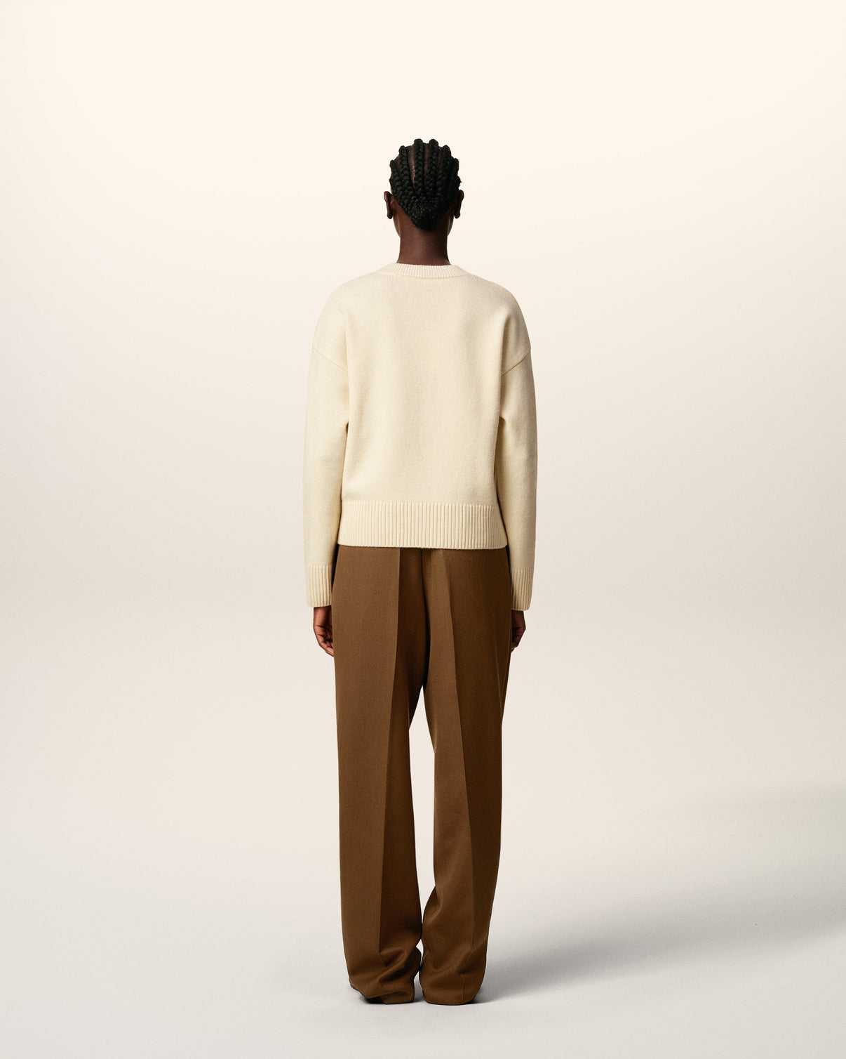 White Wool V Neck Sweater