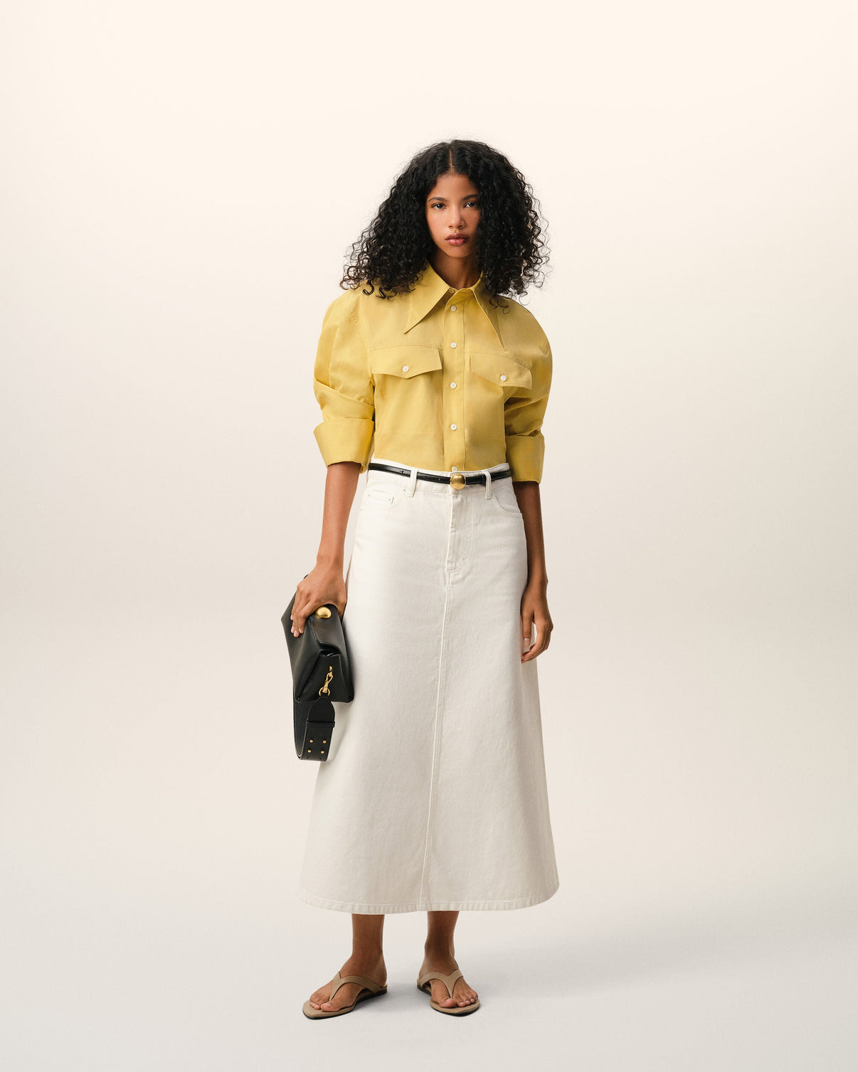 Yellow Cotton Sharp Collar Fitted Shirt