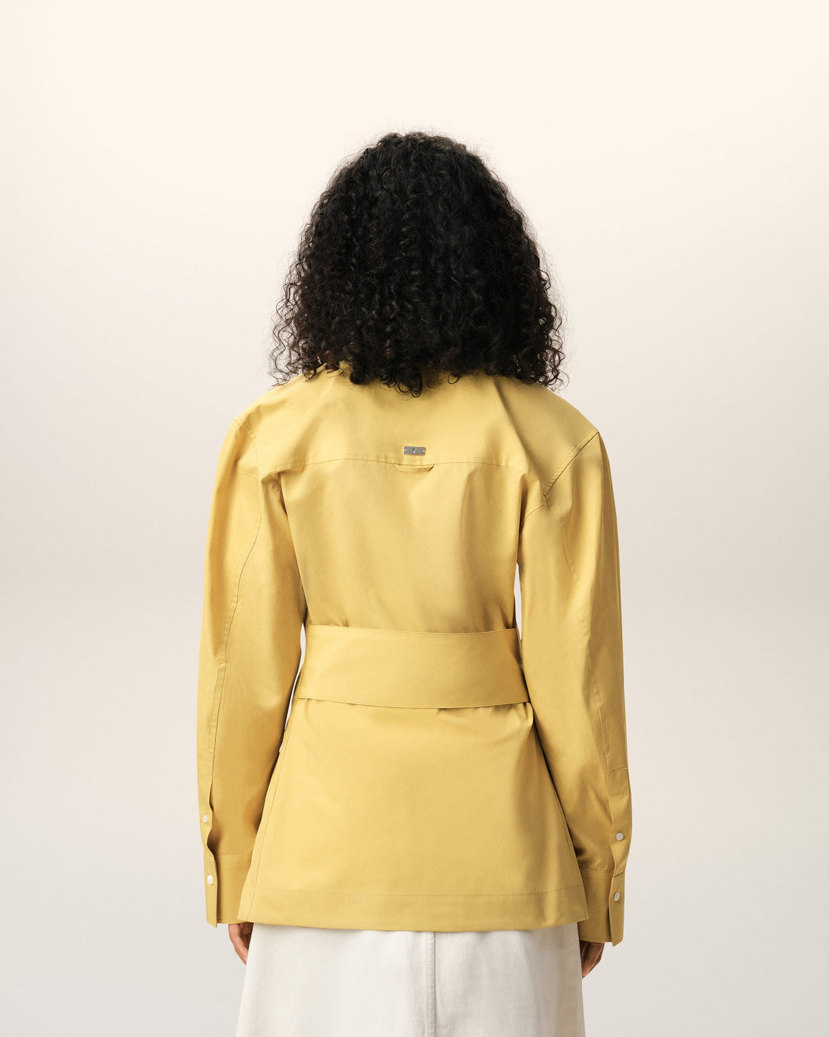 Yellow Cotton Sharp Collar Fitted Shirt