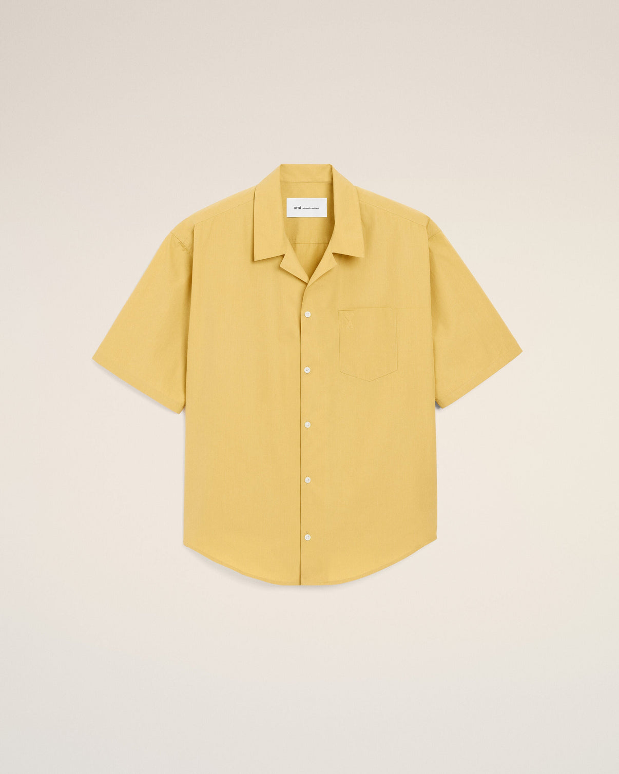 Yellow Cotton Short Sleeve Camp Collar Boxy Shirt