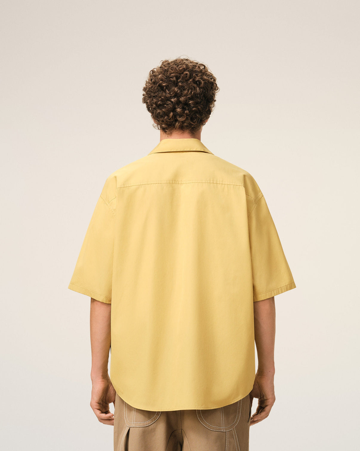 Yellow Cotton Short Sleeve Camp Collar Boxy Shirt