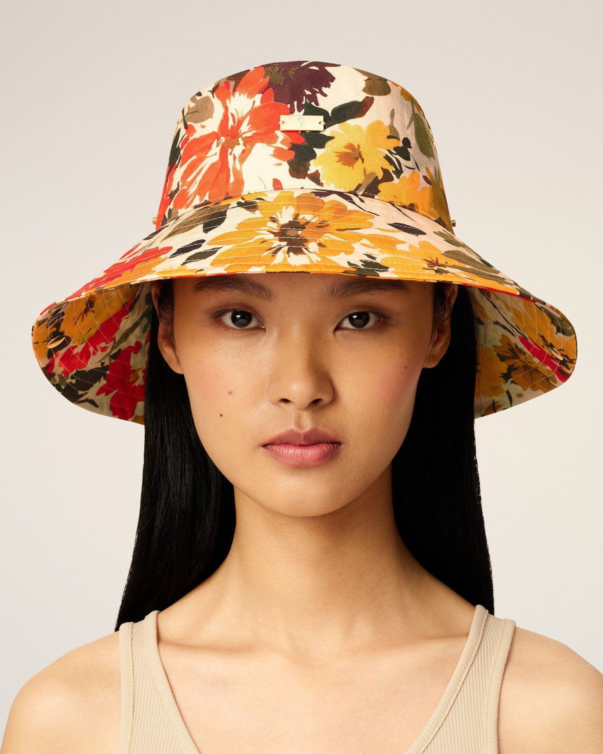 Yellow Floral Cotton Hat