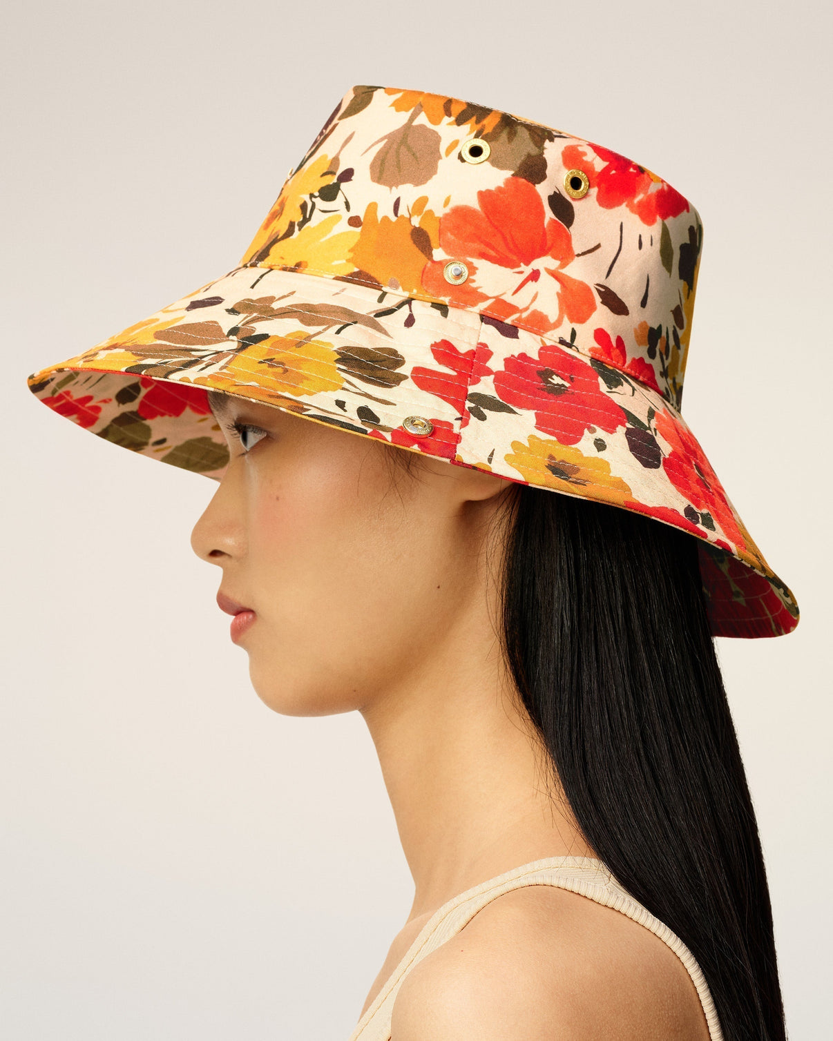 Yellow Floral Cotton Hat