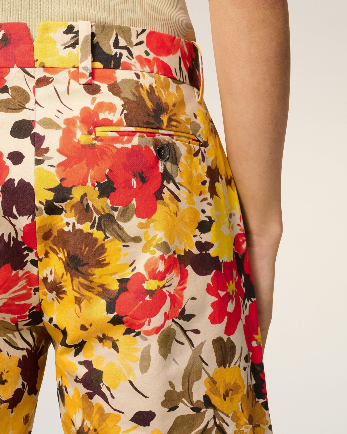 Yellow Floral Cotton Shorts