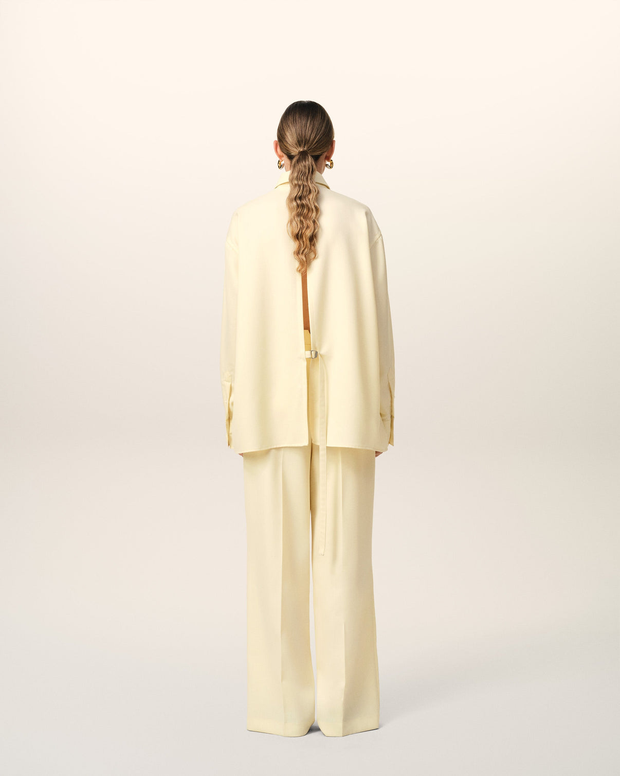 Yellow Wool Back Slit Loose Shirt