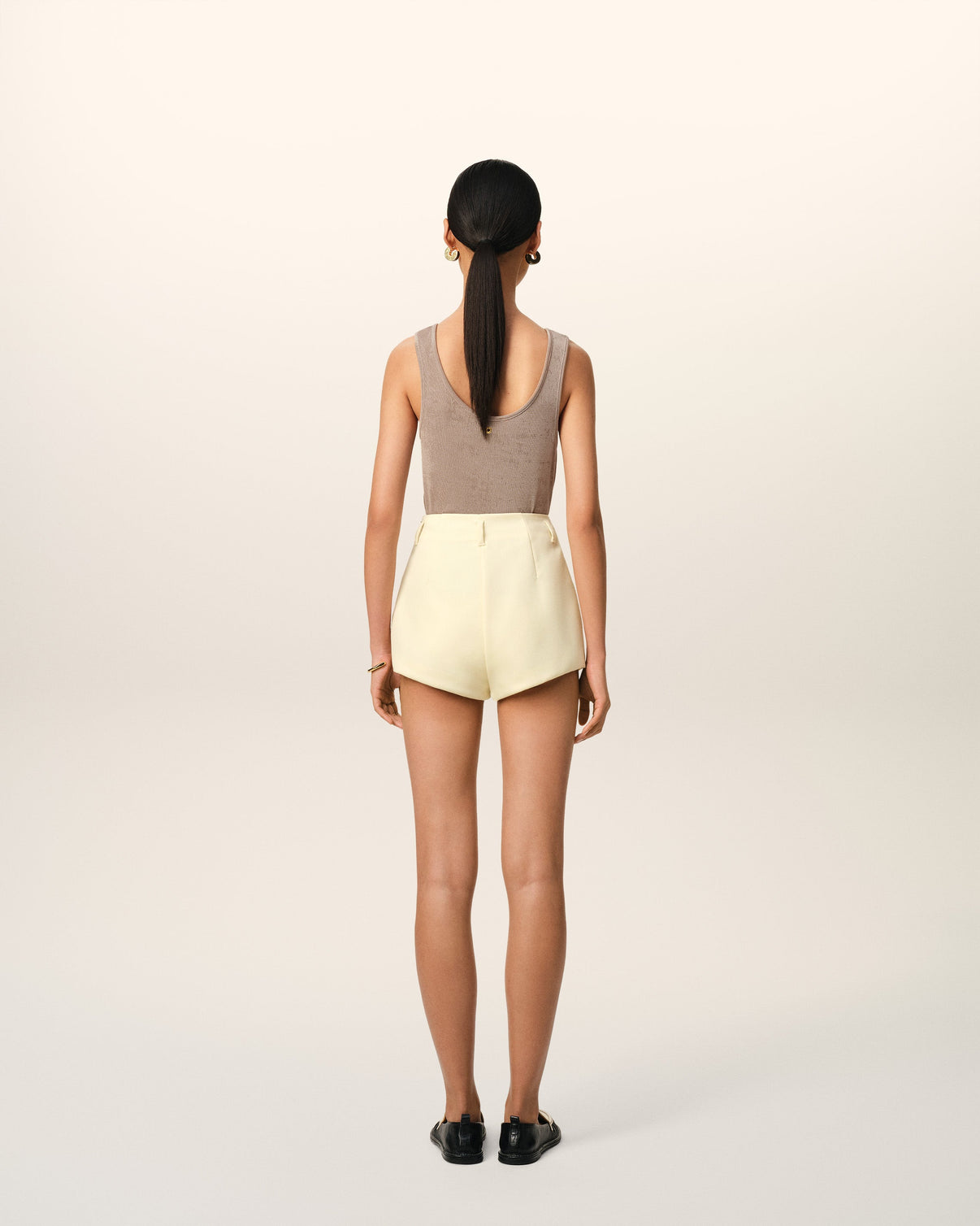 Yellow Wool High Waist Mini Short