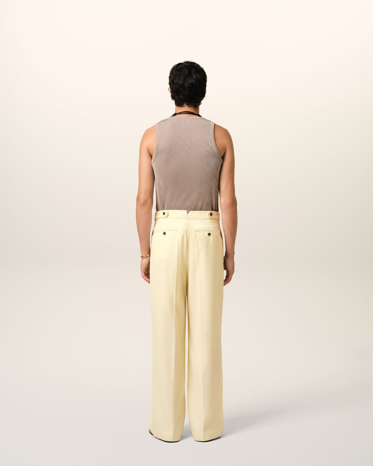 Yellow Wool Large Fit Trousers