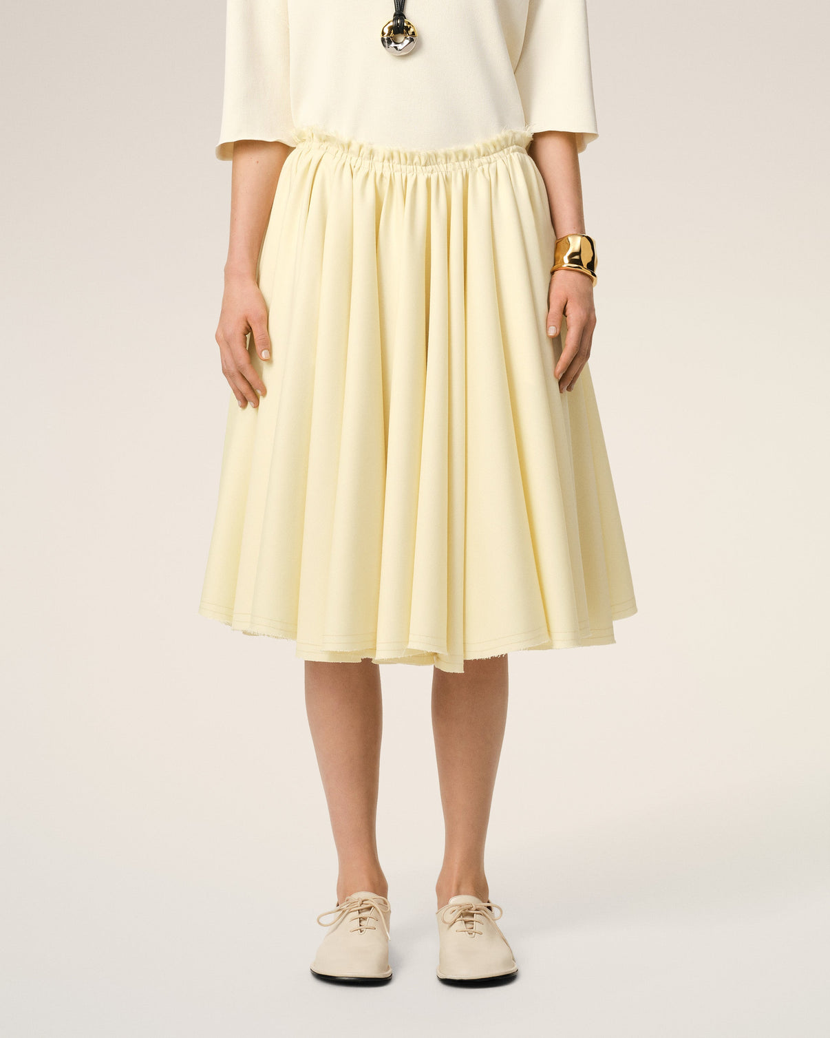 Yellow Wool Skirt With Godets