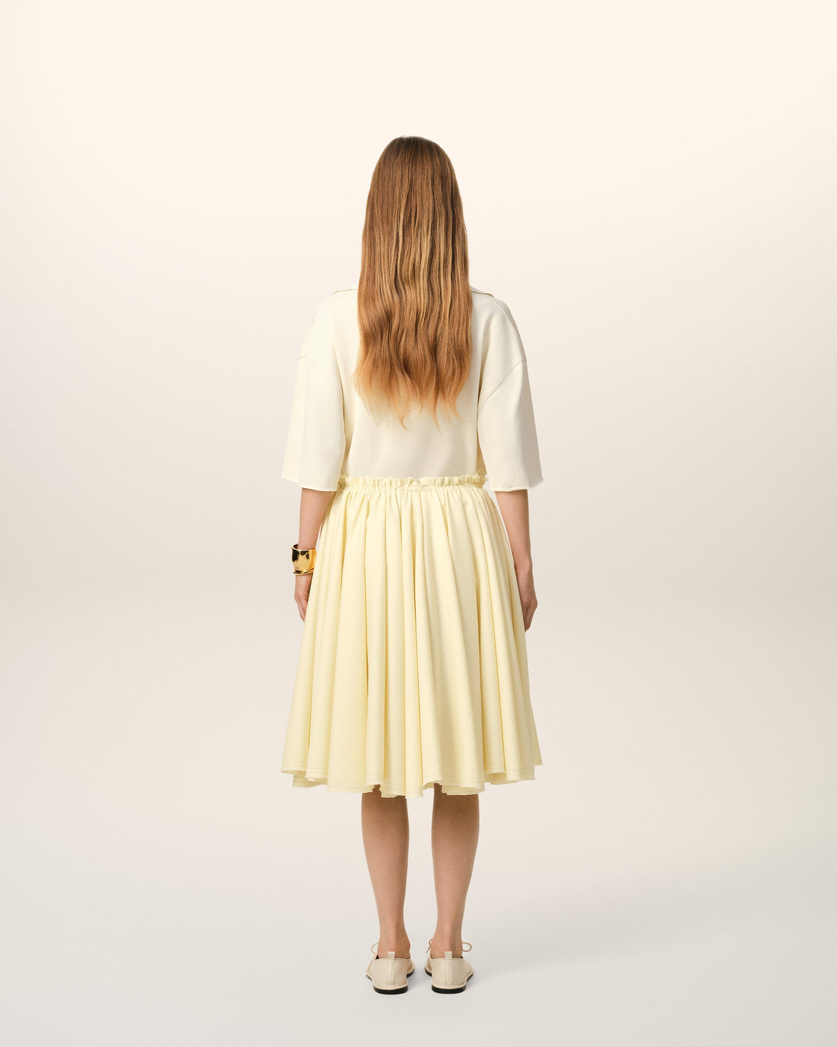 Yellow Wool Skirt With Godets