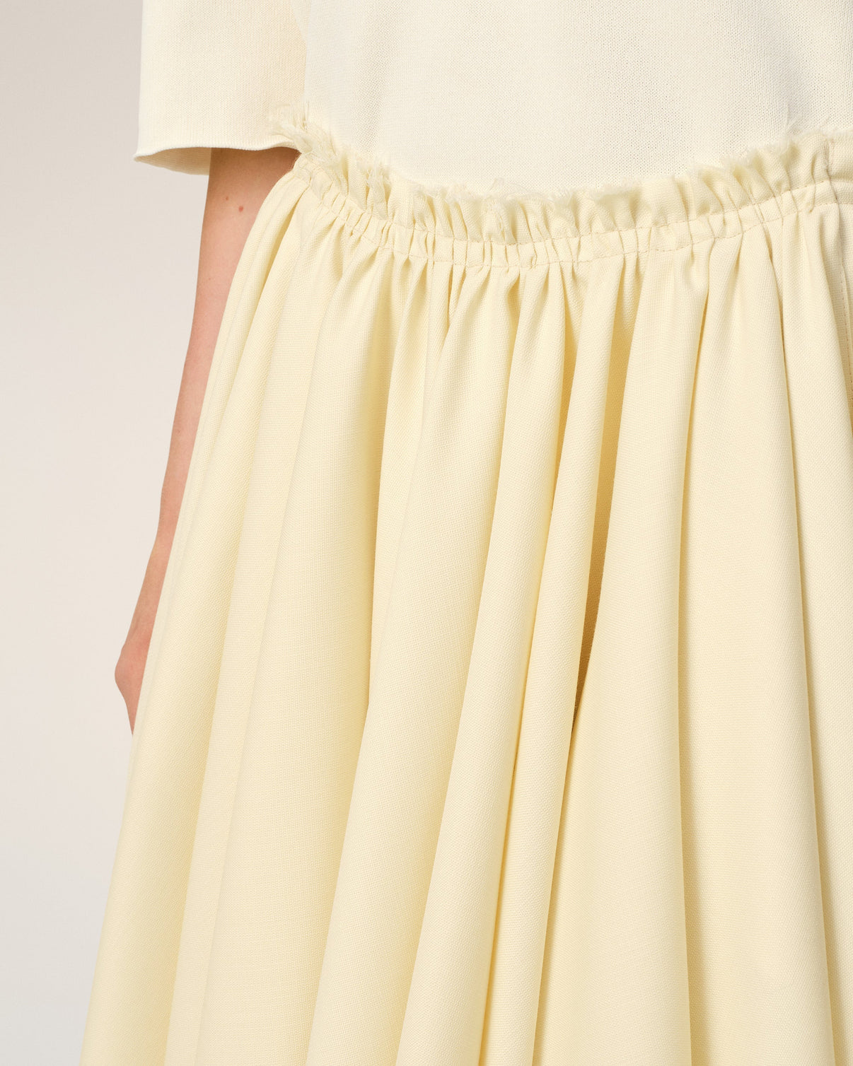 Yellow Wool Skirt With Godets