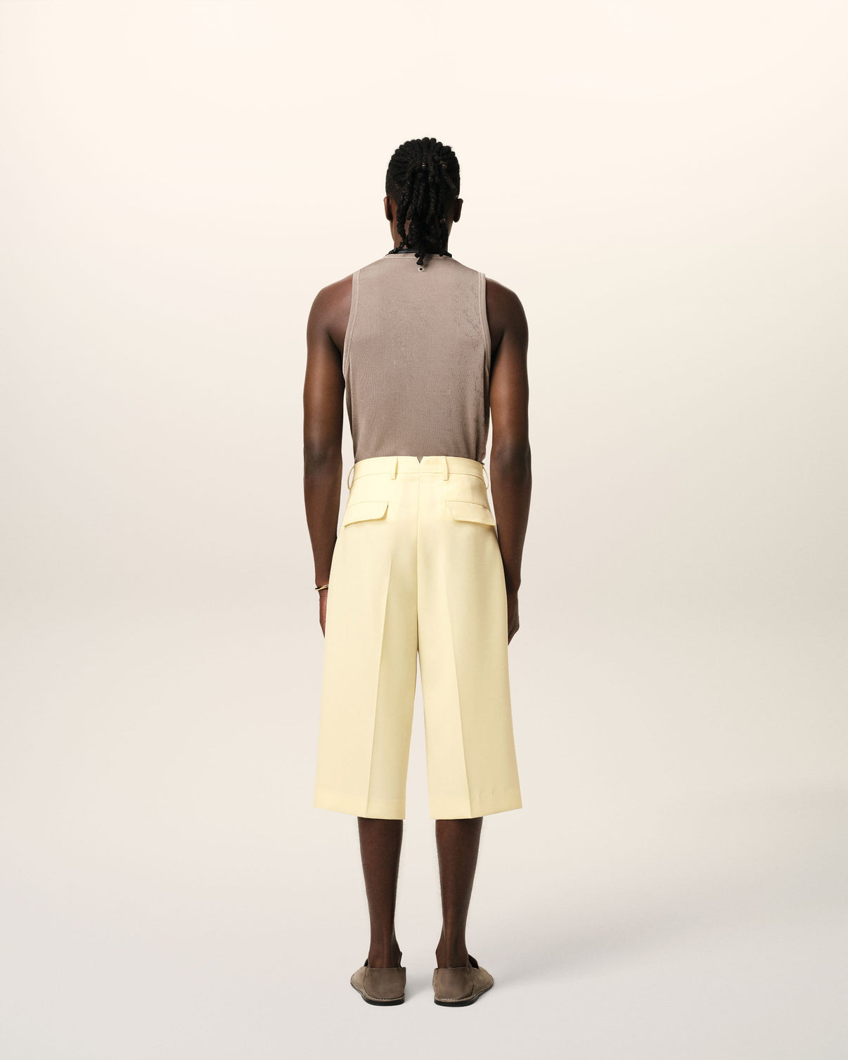 Yellow Wool Wide Bermuda