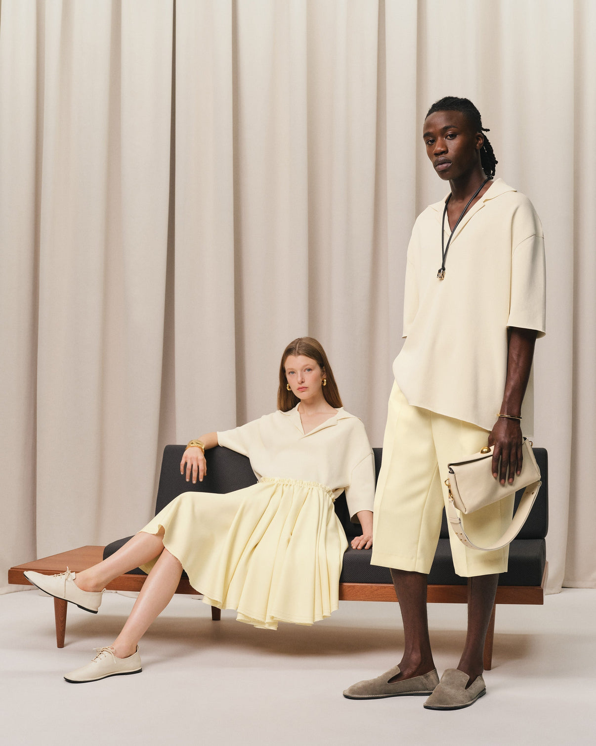 Yellow Wool Wide Bermuda